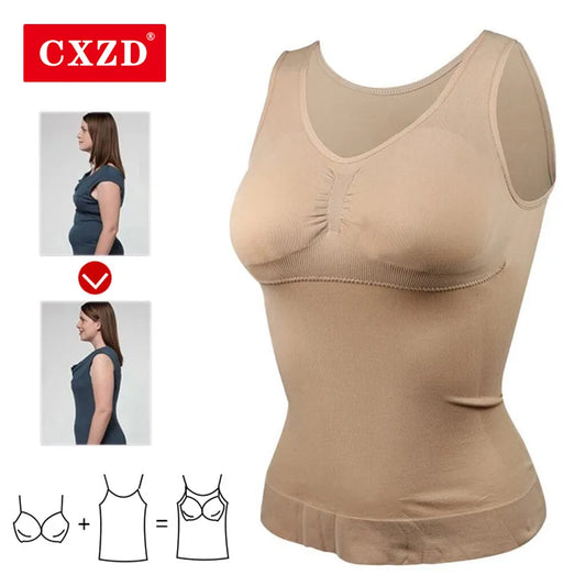 CXZD New Women Shapewear Padded Tummy Control Tank Top Slimming Camisole Removable Body Shaping Compression Vest Corset